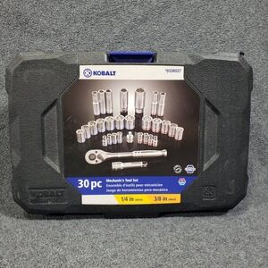 Kobalt Mechanic's Tool Set 30pc 1/4 and 3/8 Drive SAE Metric Standard Spark Plug